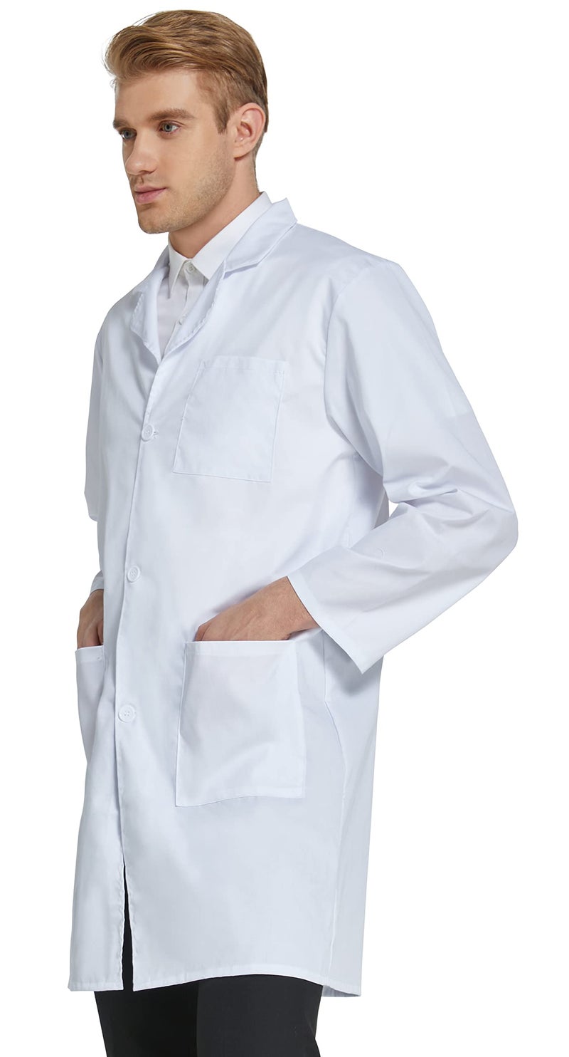 VOGRYE Professional Lab Coat for Men Women Long Sleeve, White, Unisex L - Image 4